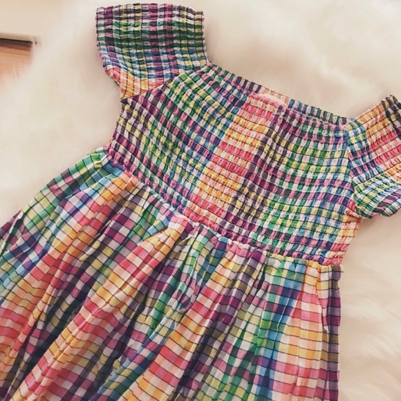 J. Crew Girl's Smocked Dress In Rainbow - Picture 4 of 7